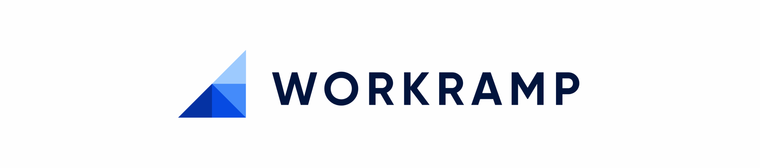 blue geometric logo, WORKRAMP branding visual identity