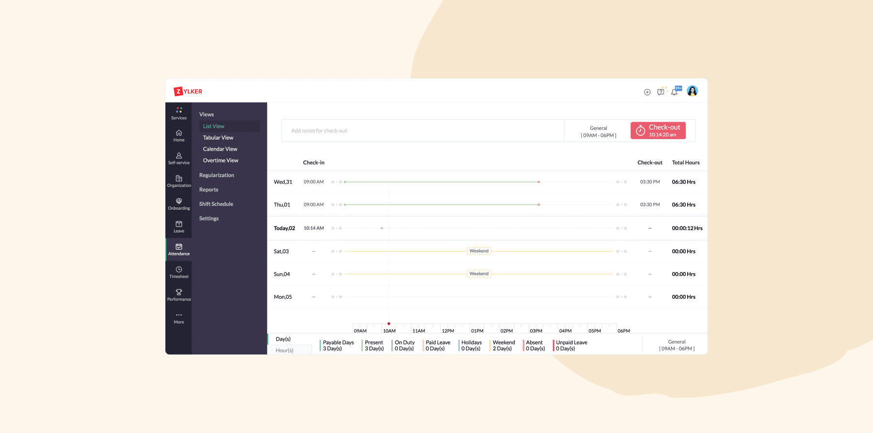 attendance-tracking-dashboard, employee-check-in-check-out-log