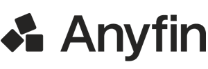 Anyfin logo with geometric shapes, representing modern finance solutions and technology, Anyfin logo, modern finance technology