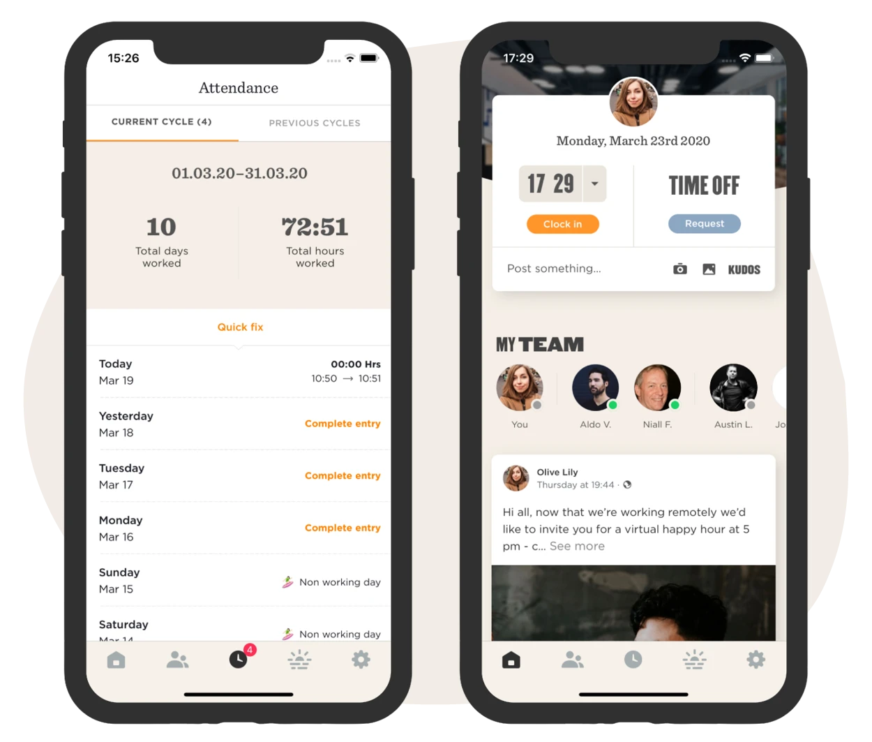 attendance tracker, team communication app