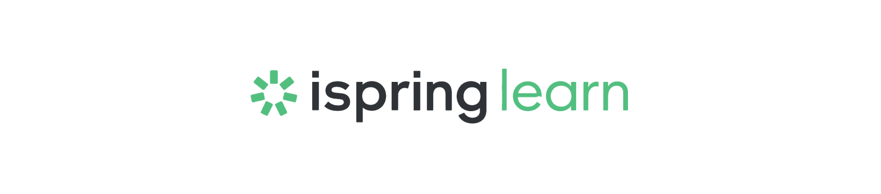 ispringlearn logo with green and black colors, emphasizing online learning solutions, iSpring Learn branding for e-learning tools