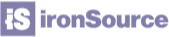 iS, IronSource logo in blue, showcasing a modern design for a technology company.