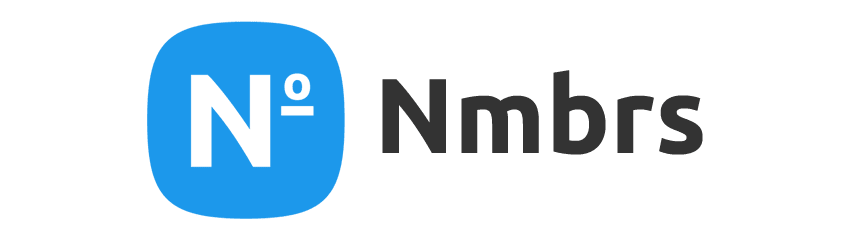 blue square logo, Nmbrs brand identity