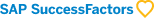 SAP SuccessFactors logo featuring blue text and a yellow heart symbol, representing HR solutions and employee engagement., SAP, SuccessFactors