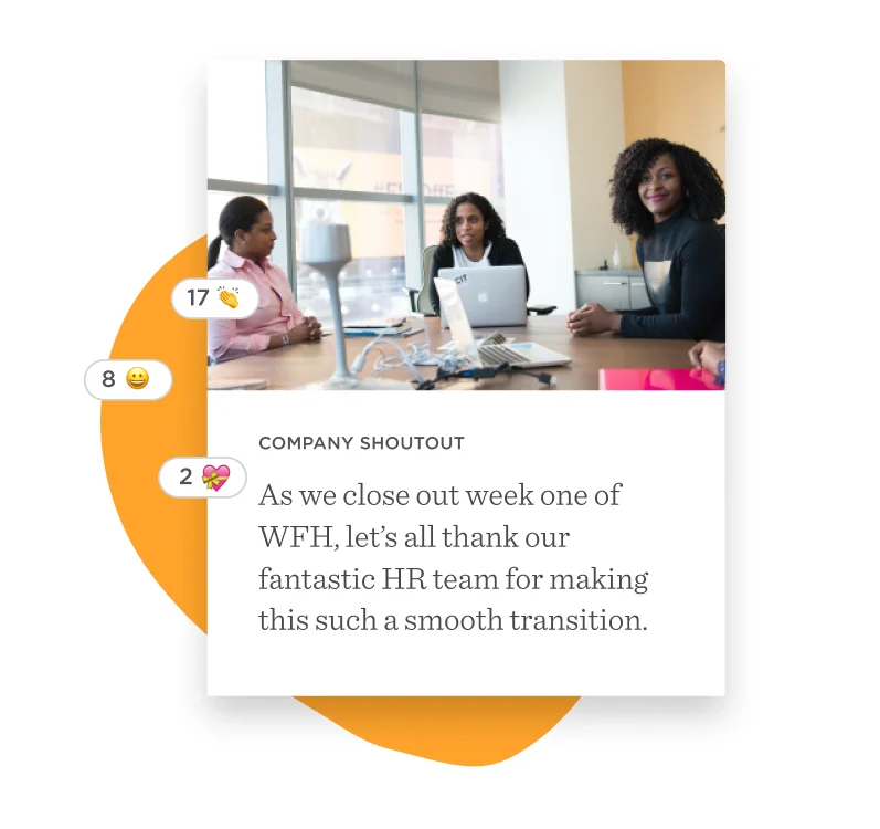 meeting room, company shoutout celebrating HR team during smooth transition to WFH