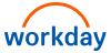 workday logo, orange arch graphic