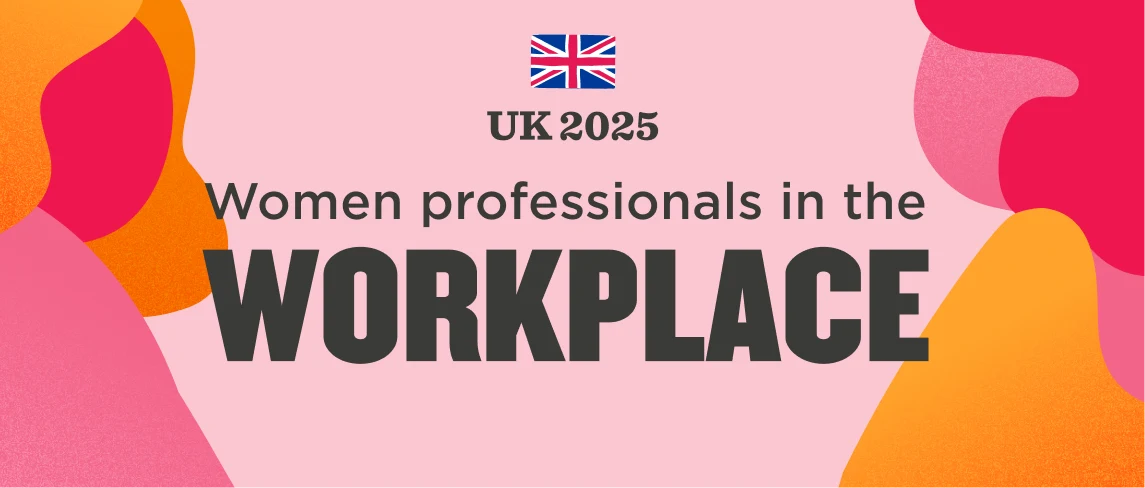 women professionals workplace UK 2025 graphic design, colorful abstract shapes creative visual representation