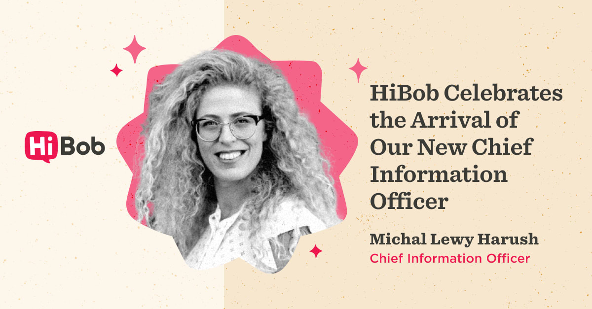 HiBob welcomes new CIO Michal Lewy Harush with a vibrant graphic highlighting her role and company spirit., HiBob, CIOAnnouncement