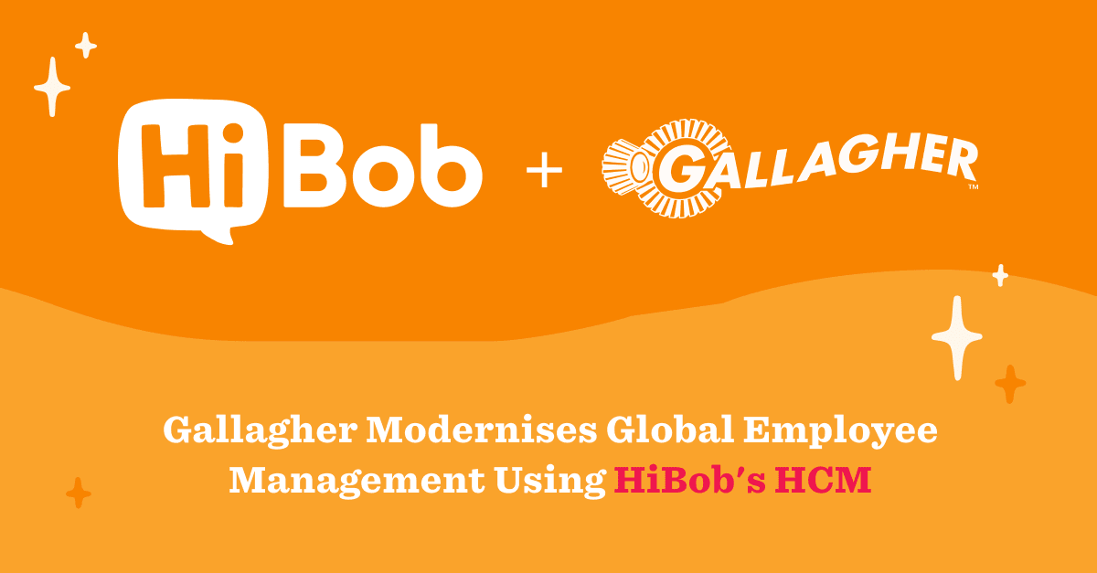 HiBob logo and Gallagher logo; modernizing global employee management with HiBob's HCM solution, gallagher, hibob