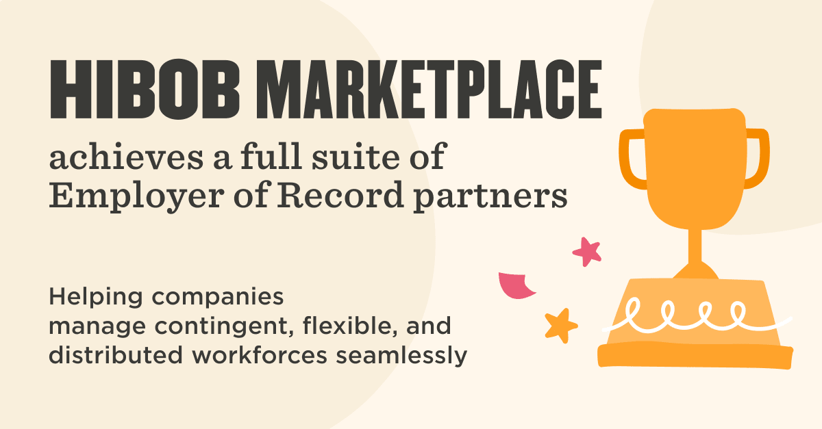 hibob marketplace employer of record partners trophy graphic, flexible workforce management support illustration