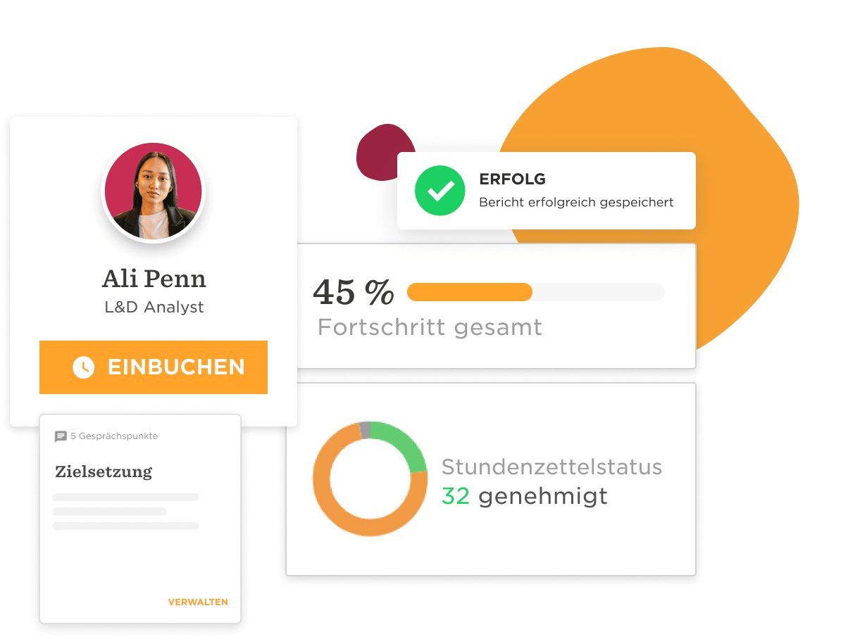 Ali Penn profile with progress indicators and success status in a visually engaging dashboard layout., progress tracking and success confirmation for L&D analysis