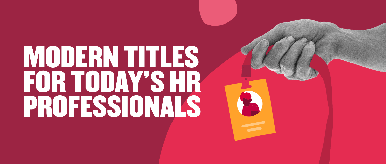 modern hr titles, hand holding id badge