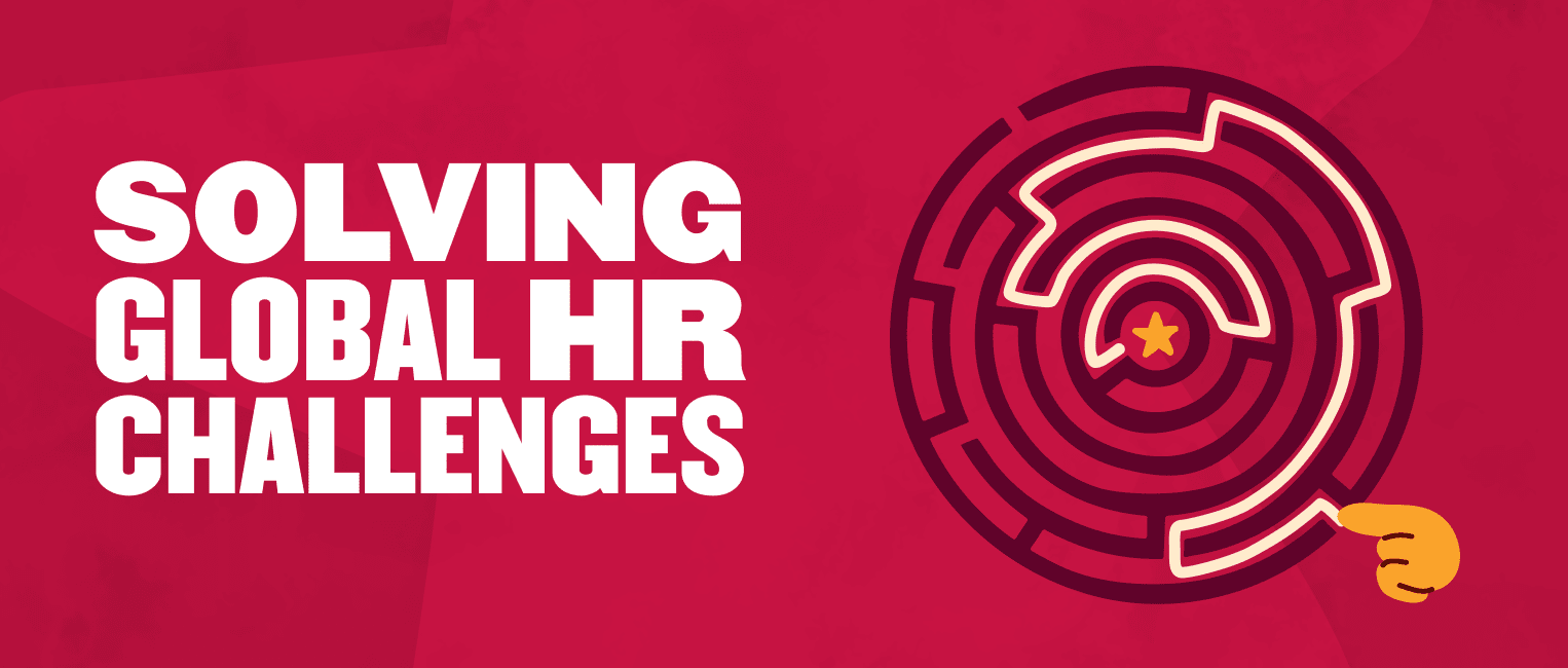 solving global HR challenges graphic, maze design with a guiding hand and star element, maze with hand guiding to HR solutions