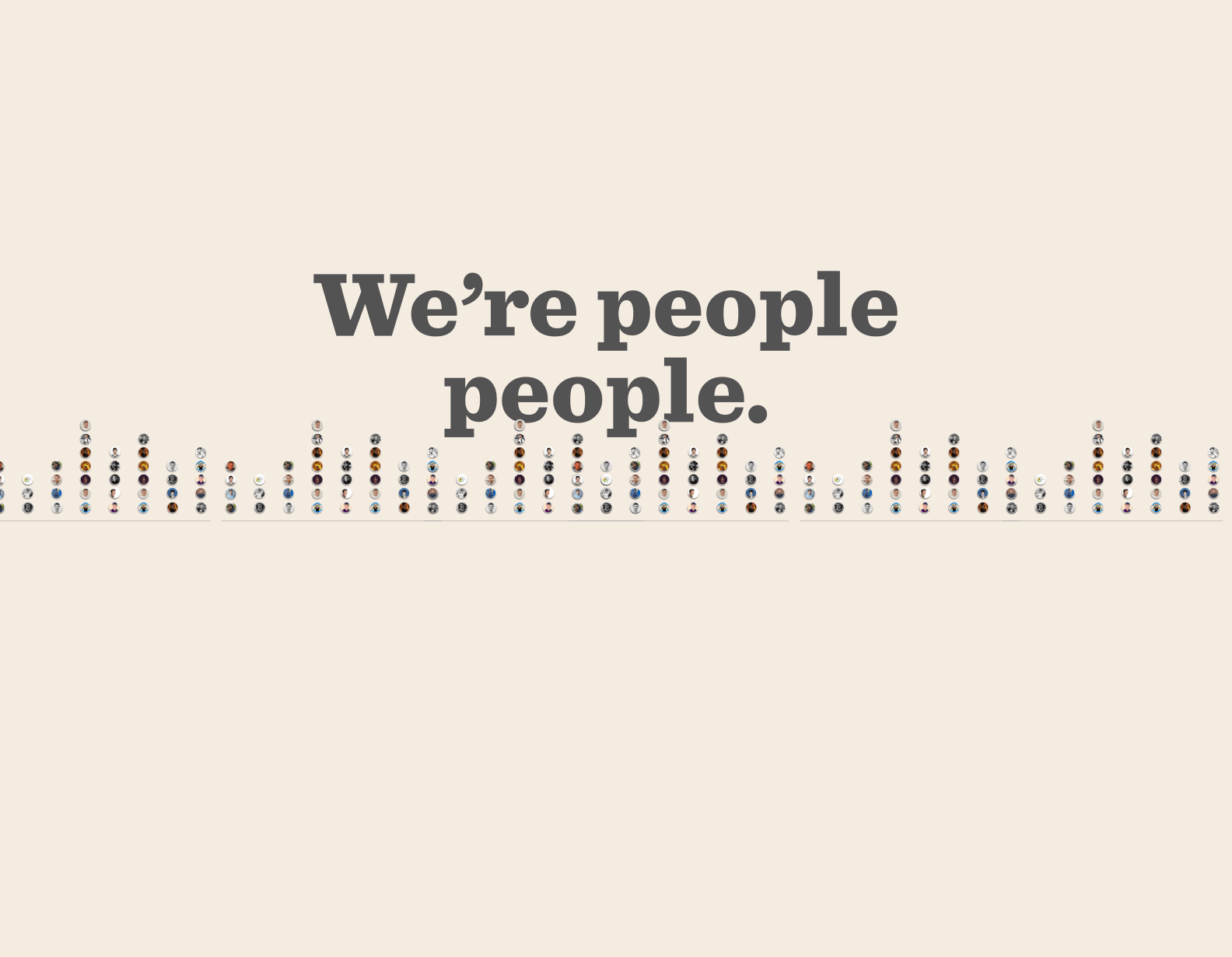 We're people people text with diverse circular icons underneath, representing a community-focused message. , people, community