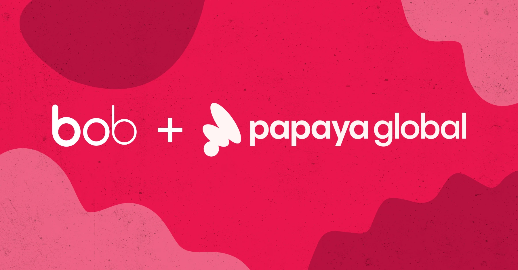 bob logo and butterfly icon for papaya global on a vibrant pink background with abstract shapes., branding logos on colorful background