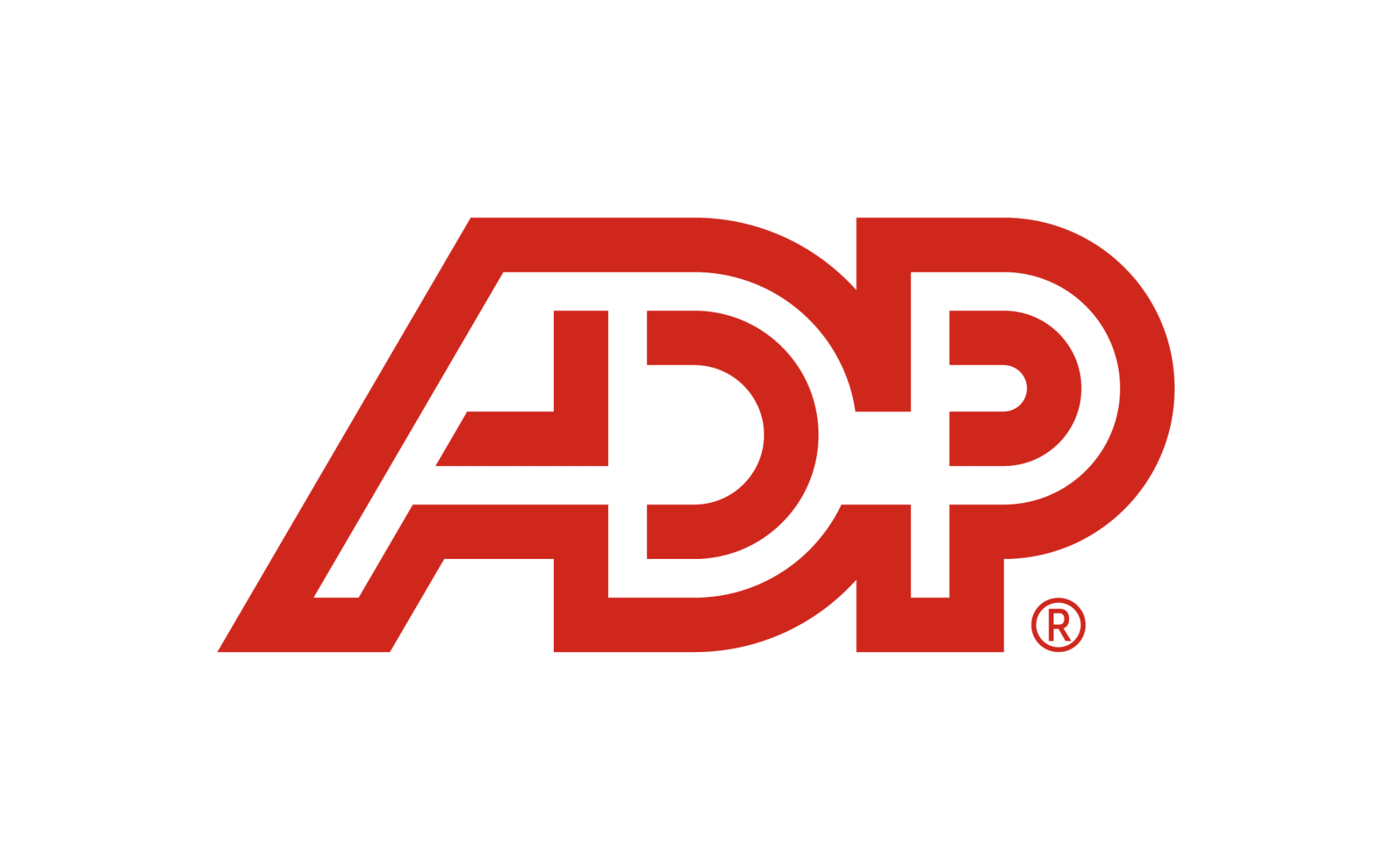 ADP red logo with stylized letters on a black background, representing a leading provider of payroll services, Payroll services provider logo design