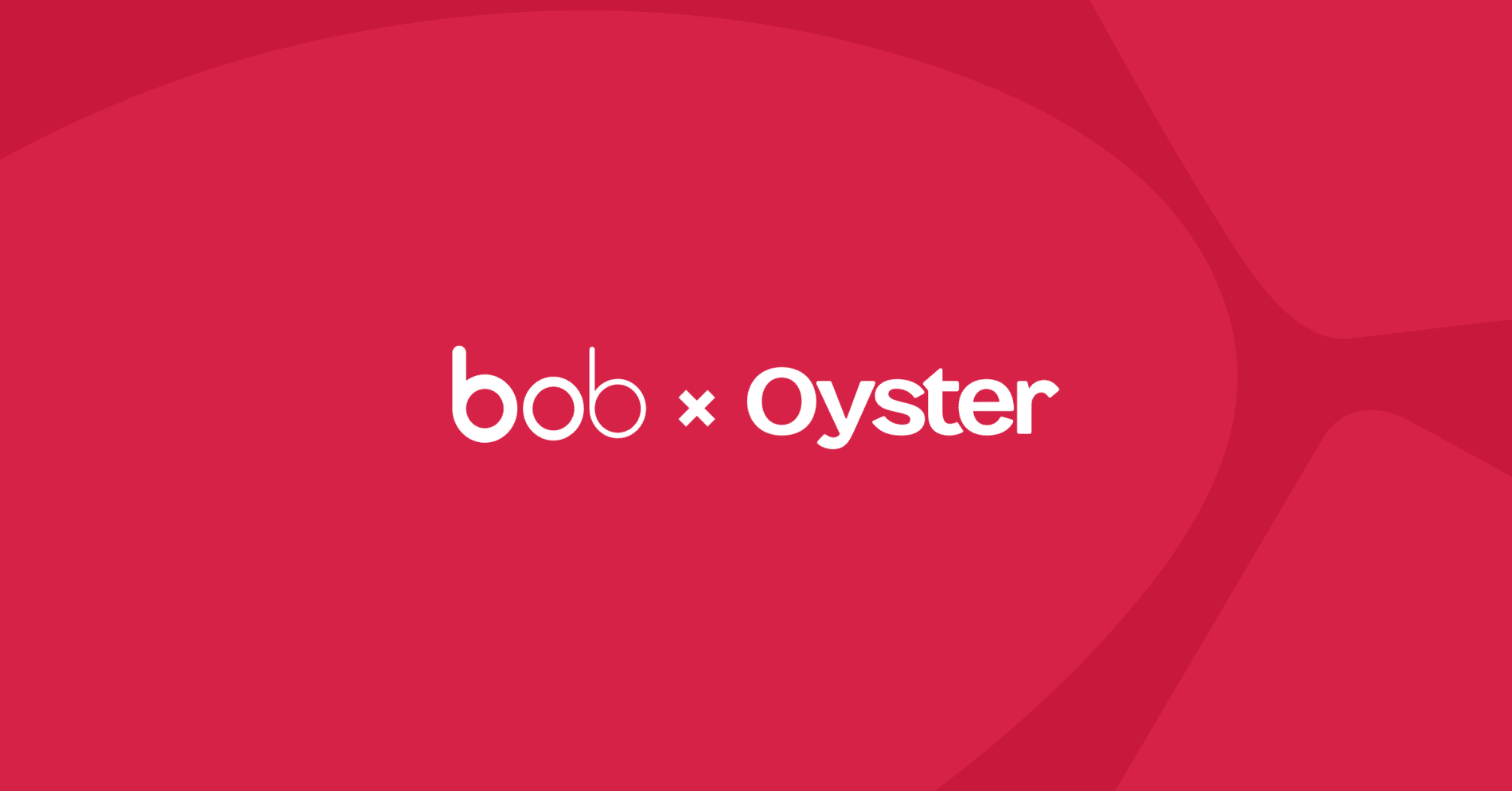 bob x Oyster logo on a vibrant red background, emphasizing collaboration and branding., branding, collaboration