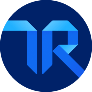 tr-logo, blue-abstract-design
