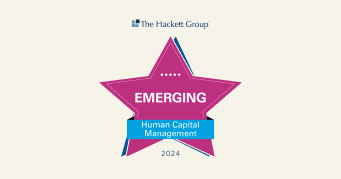 emerging human capital management award 2024, the hackett group badge design star shape