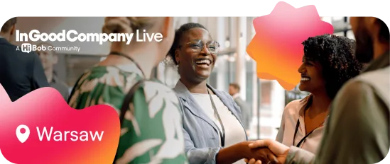 InGoodCompany Live event in Warsaw, featuring diverse attendees interacting and networking joyfully in a bright venue. InGoodCompany, Warsaw