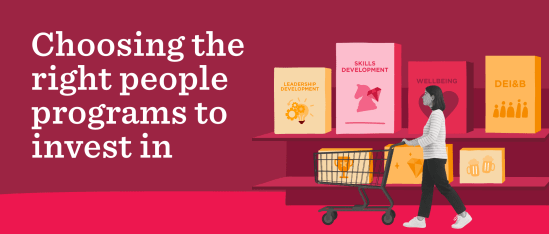 Choosing people programs for investment with a shopping cart and colorful books on a shelf background. , people programs, investment strategies