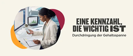 Frau analysiert Daten an Computer, mit Diagrammen und Notizen für Geschäftsberichte, Wichtige Kennzahl in Finanzanalyse zeigen