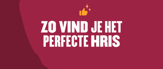 zo vind je het perfecte hris, thumbs up icon, bold white text on red background