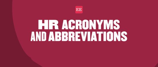 HR acronyms and abbreviations in bold text on a maroon background, highlighting essential workplace terminology., HR, acronyms