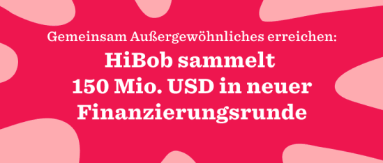 HiBob secures $150 million in funding; bold text on vibrant pink background with abstract shapes. , HiBob, funding