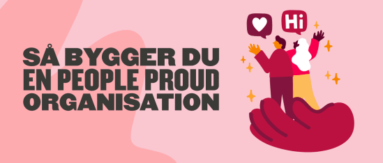 people proud organization, diverse team celebrating with hands and speech bubbles on a soft pink background