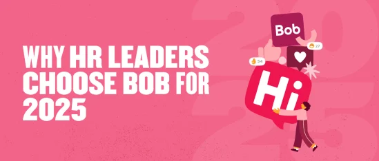 HR leaders prefer Bob for 2025; vibrant design features speech bubbles with 