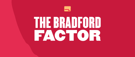 the bradford factor logo on vibrant red background with calendar icon, representing employee attendance analysis, employee attendance metrics logo