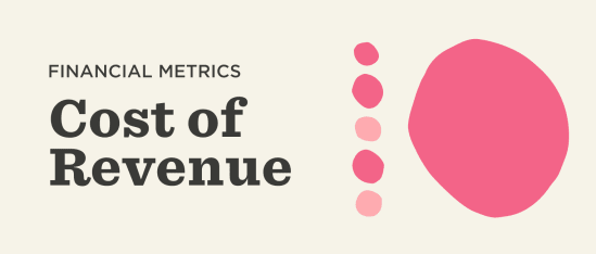 financial metrics, cost of revenue with abstract shapes in pink and red on a light background