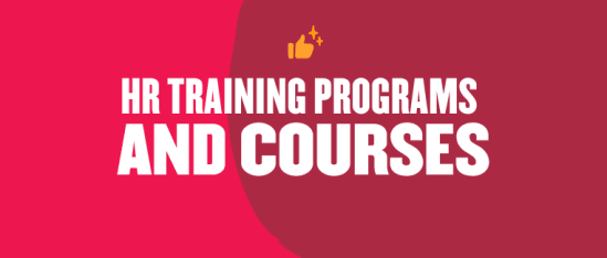 HR training programs and courses graphic featuring bold text and vibrant backgrounds for engaging visuals, HR courses training graphic