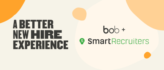 A better new hire experience with bob and SmartRecruiters collaboration, featuring modern design elements. newhireexperience, bobSmartRecruiters