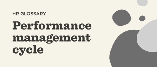 HR glossary on performance management cycle, featuring modern typography and abstract shapes in soft colors. , HRGlossary, PerformanceManagementCycle