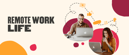 remote work environment, professionals engaged in remote tasks with technology and communication elements