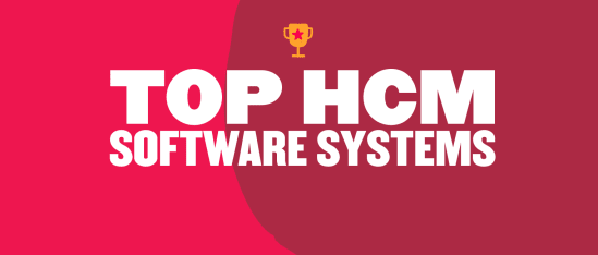 Top HCM Software Systems title with trophy icon on vibrant pink background. Highlights leading HR software solutions. , HCMsoftware, HRsolutions