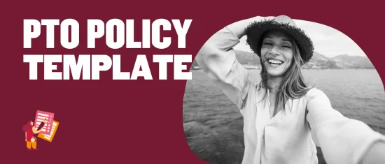 PTO policy template text with happy woman by the water in casual attire and straw hat, smiling at the camera., PTOpolicy, happywoman