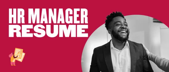 HR manager celebrating success, smiling broadly in a professional setting with a resume graphic. Colorful background. , HRmanager, resume