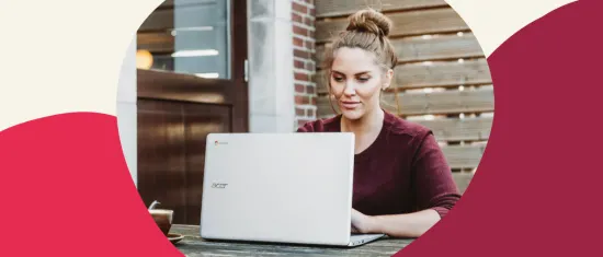laptop user, outdoor workspace