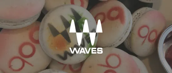 macarons decorated with colorful designs and numbers, featuring the logo 