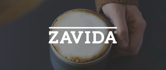 coffee cup, ZAVIDA logo