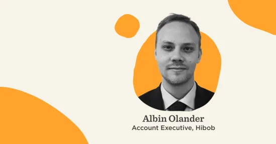 Albin Olander, Account Executive at Hibob, professional headshot with vibrant background elements. , AlbinOlander, Hibob