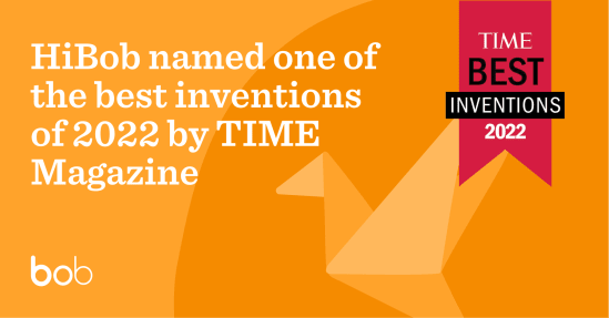 HiBob recognized as one of TIME's best inventions of 2022, featuring bold text and a colorful design., TIME, HiBob