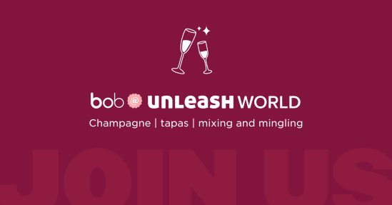 bob, unleashWORLD: Celebrate with champagne, tapas, and mingling. Join us for an exciting social event!, Champagne tapas mingling event banner