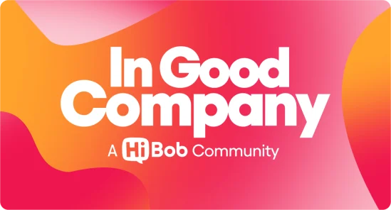In Good Company logo in vibrant gradient background representing community connection. A HiBob initiative for networking. InGoodCompany, HiBobCommunity