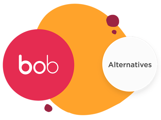 bob logo in red circle against vibrant orange background, featuring text 