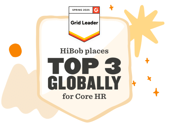 HiBob, Top 3 Global Core HR, Grid Leader Spring 2025 Badge