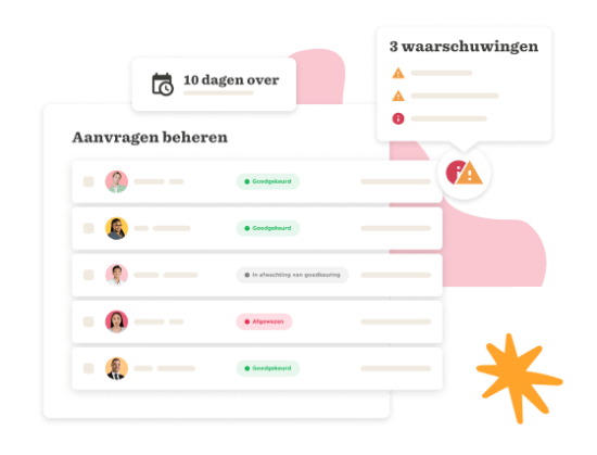 aanvragen-beheren-status overzicht, waarschuwingen-en-gegevens-beheer